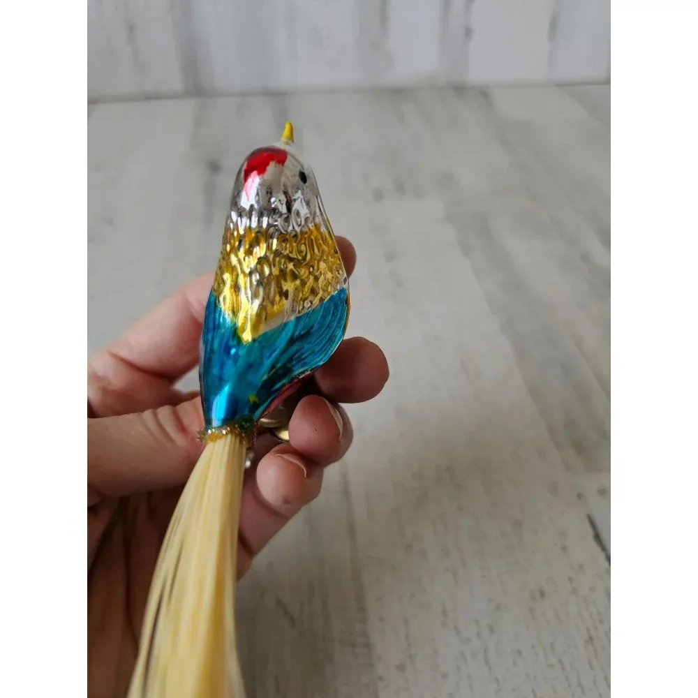 Vintage clip glass‎ bird rainbow ornament Xmas tree
